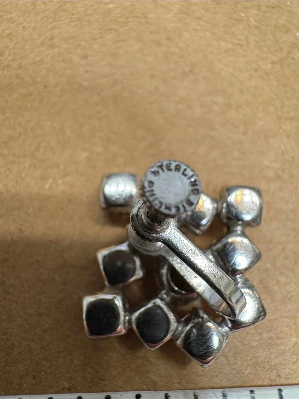Vintage Sterling Crystal Cluster Brooch and Earring Set
